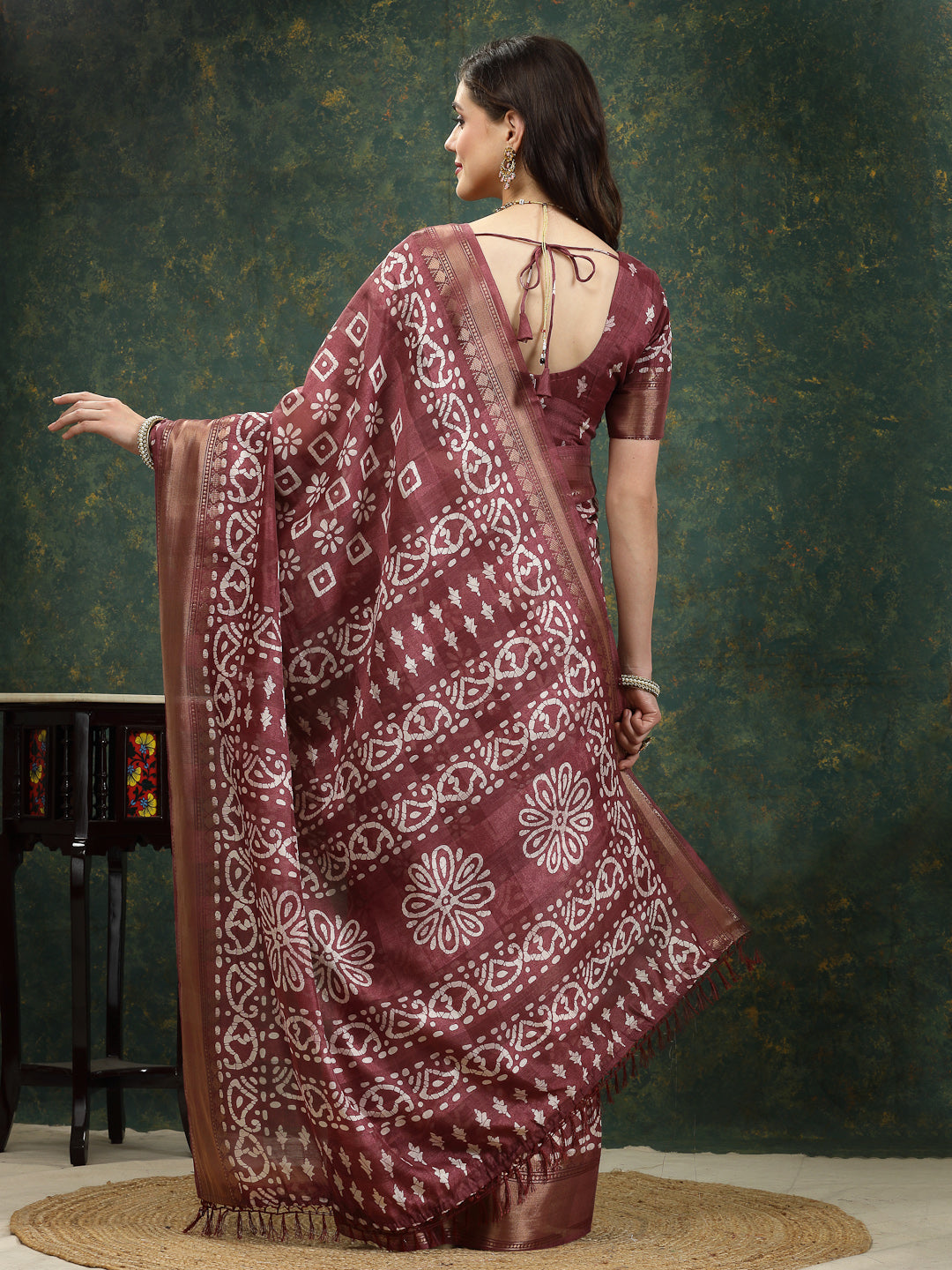Batik Print Cotton Blend Saree (Pre-Order)