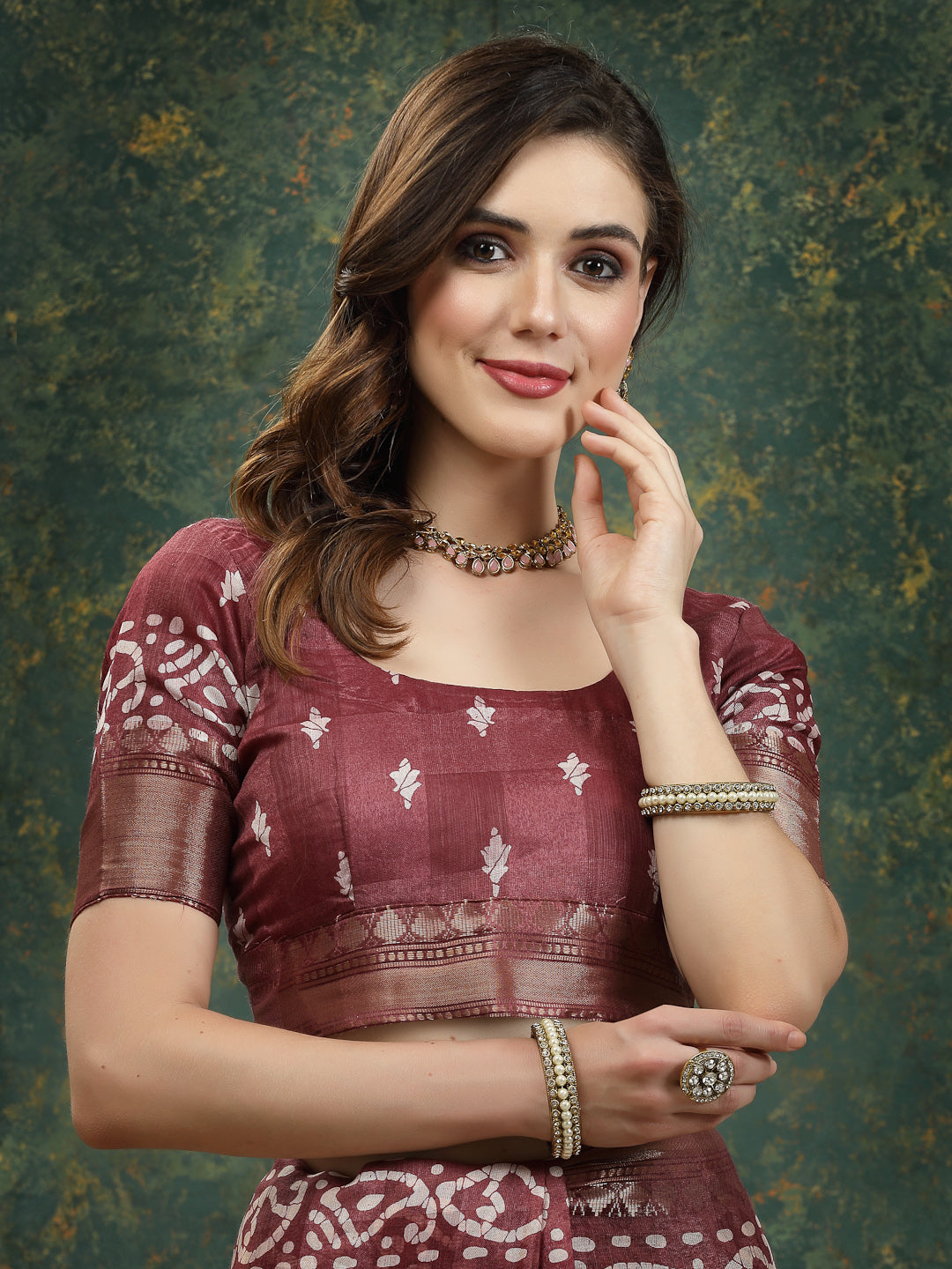 Batik Print Cotton Blend Saree (Pre-Order)