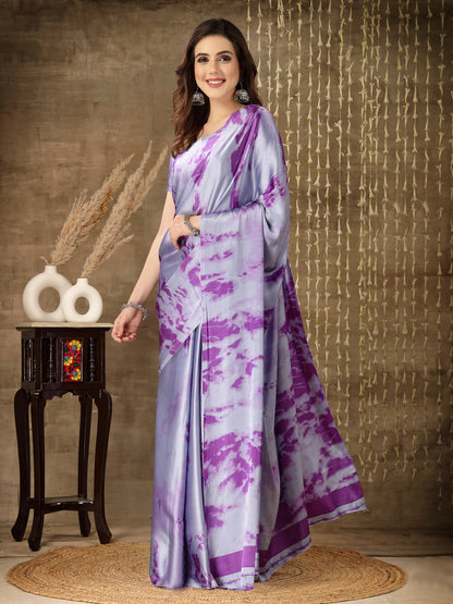 Tie & Dye Print Satin Saree (Pre-Order)