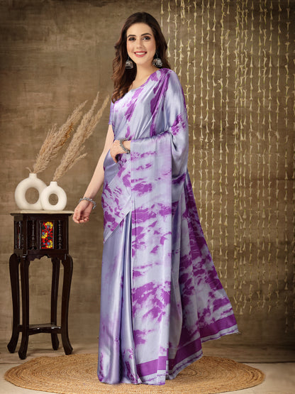 Tie & Dye Print Satin Saree