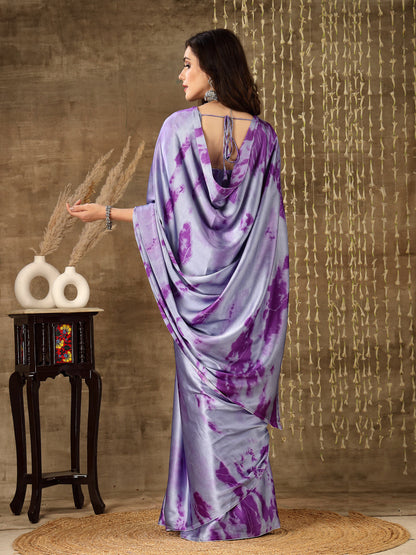 Tie & Dye Print Satin Saree (Pre-Order)