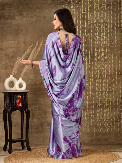 Tie & Dye Print Satin Saree