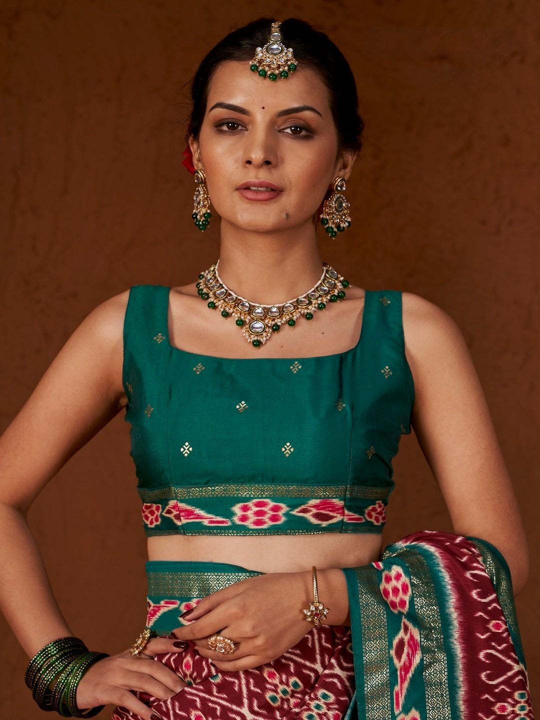 Ikat Printed Zari Border Silk Saree (Pre-Order)