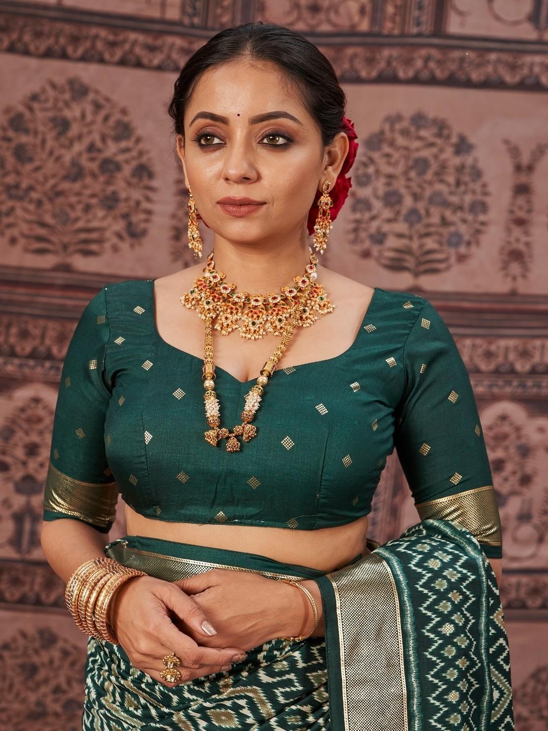 Geometric Printed Zari Border Silk Saree (Pre-Order)