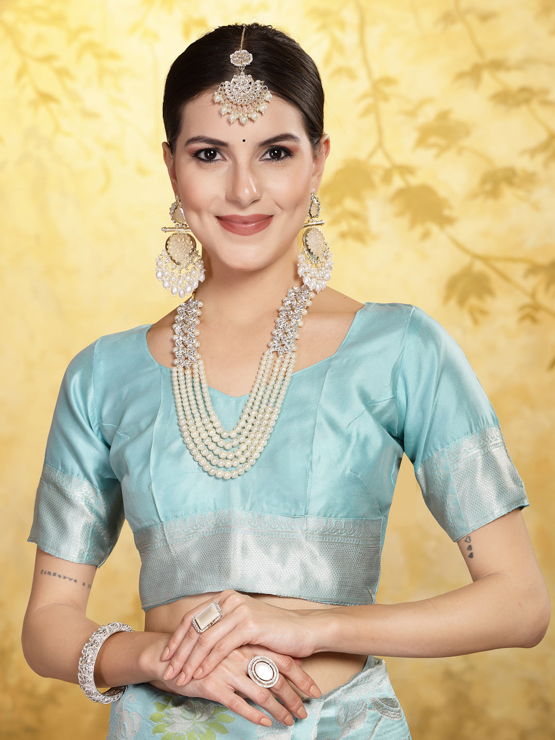 Turquoise Paisley Woven Zari Border Silk Saree (Pre-Order)