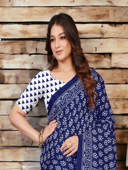 Beige Traditional Dabu Print Kumari Silk Saree (Pre-Order)