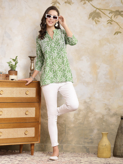 Tropical Printed Cotton Empire Top (Pre-Order)