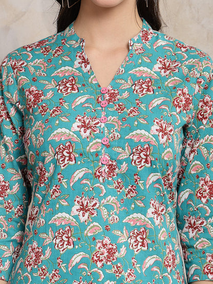 Floral Printed Cotton Empire Top