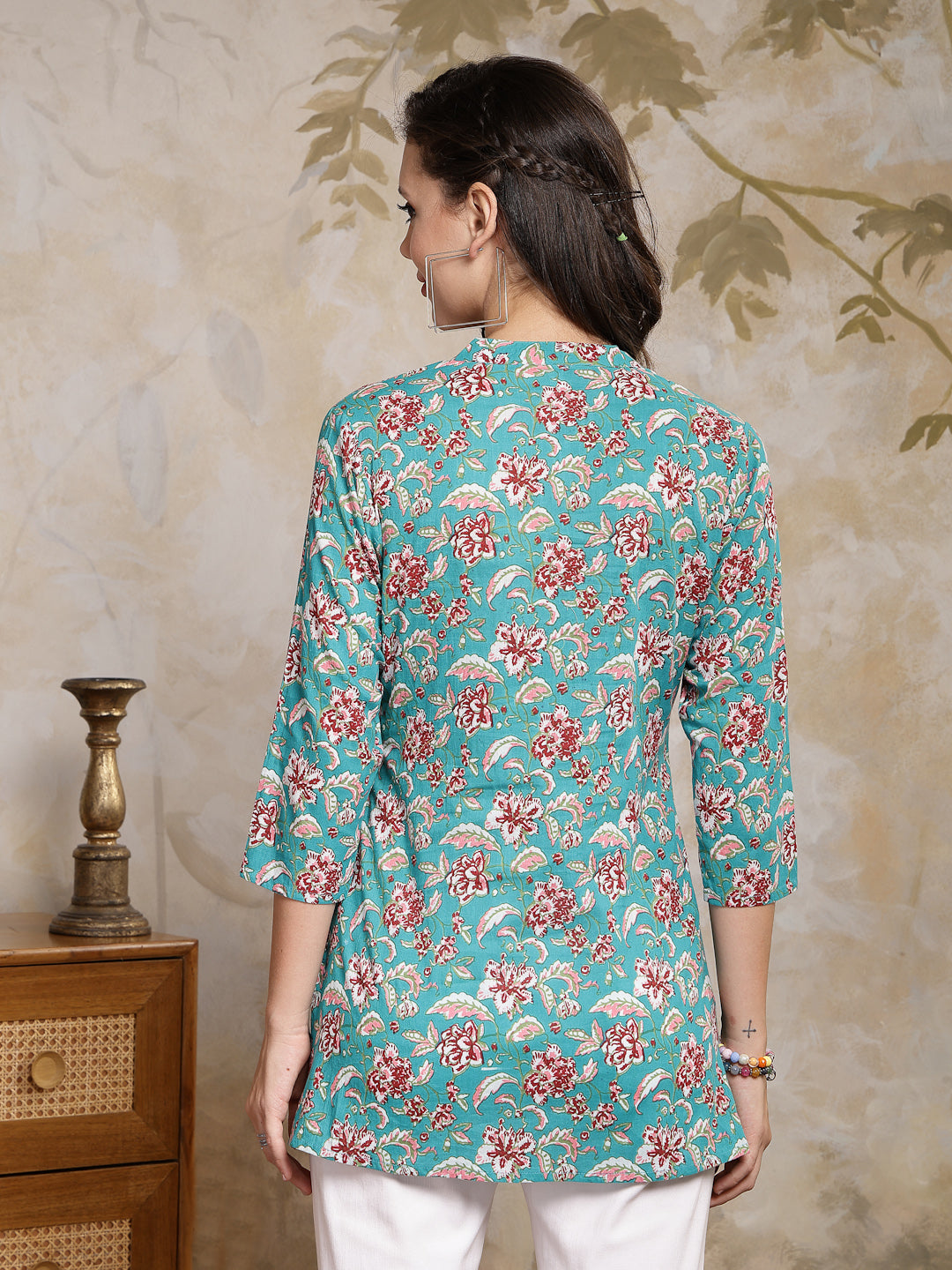 Floral Printed Cotton Empire Top