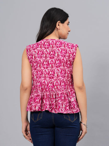 Printed Rayon Peplum Top