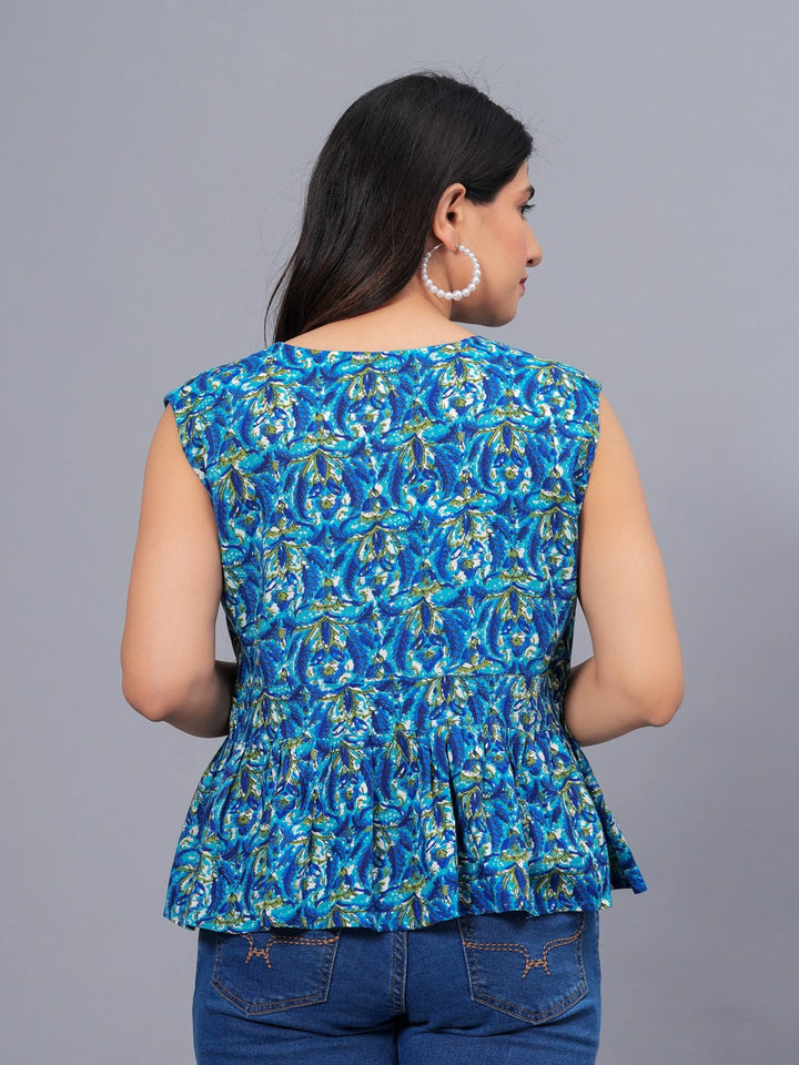 Printed Rayon Peplum Top