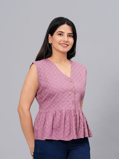 Bandhej Printed Cotton Peplum Top (Pre-Order)