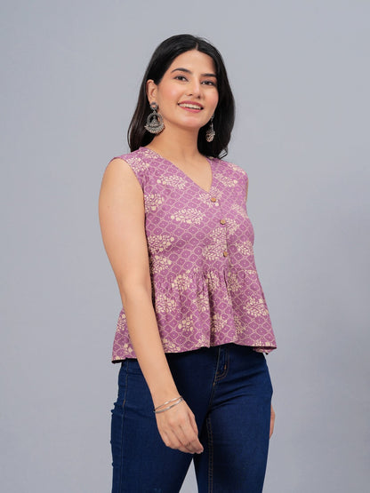 Bandhej Printed Rayon Peplum Top (Pre-Order)