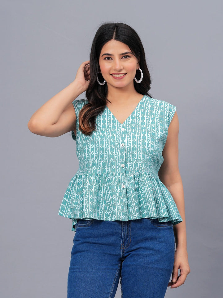Floral Printed Rayon Peplum Top