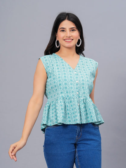 Floral Printed Rayon Peplum Top (Pre-Order)