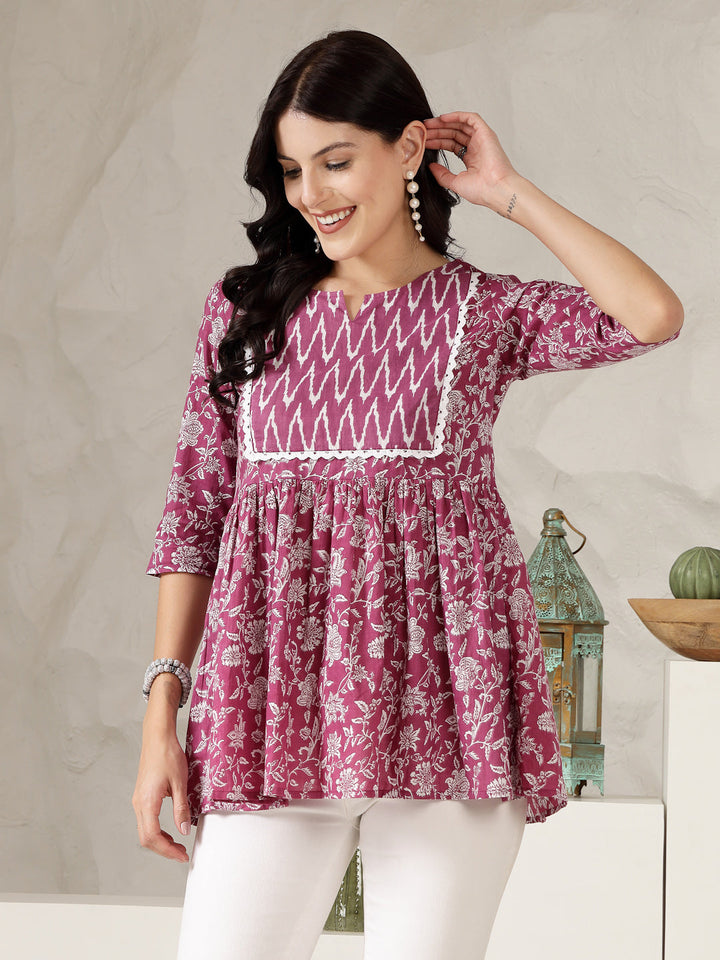 Stylum purple cotton printed top – wholesale supplier
