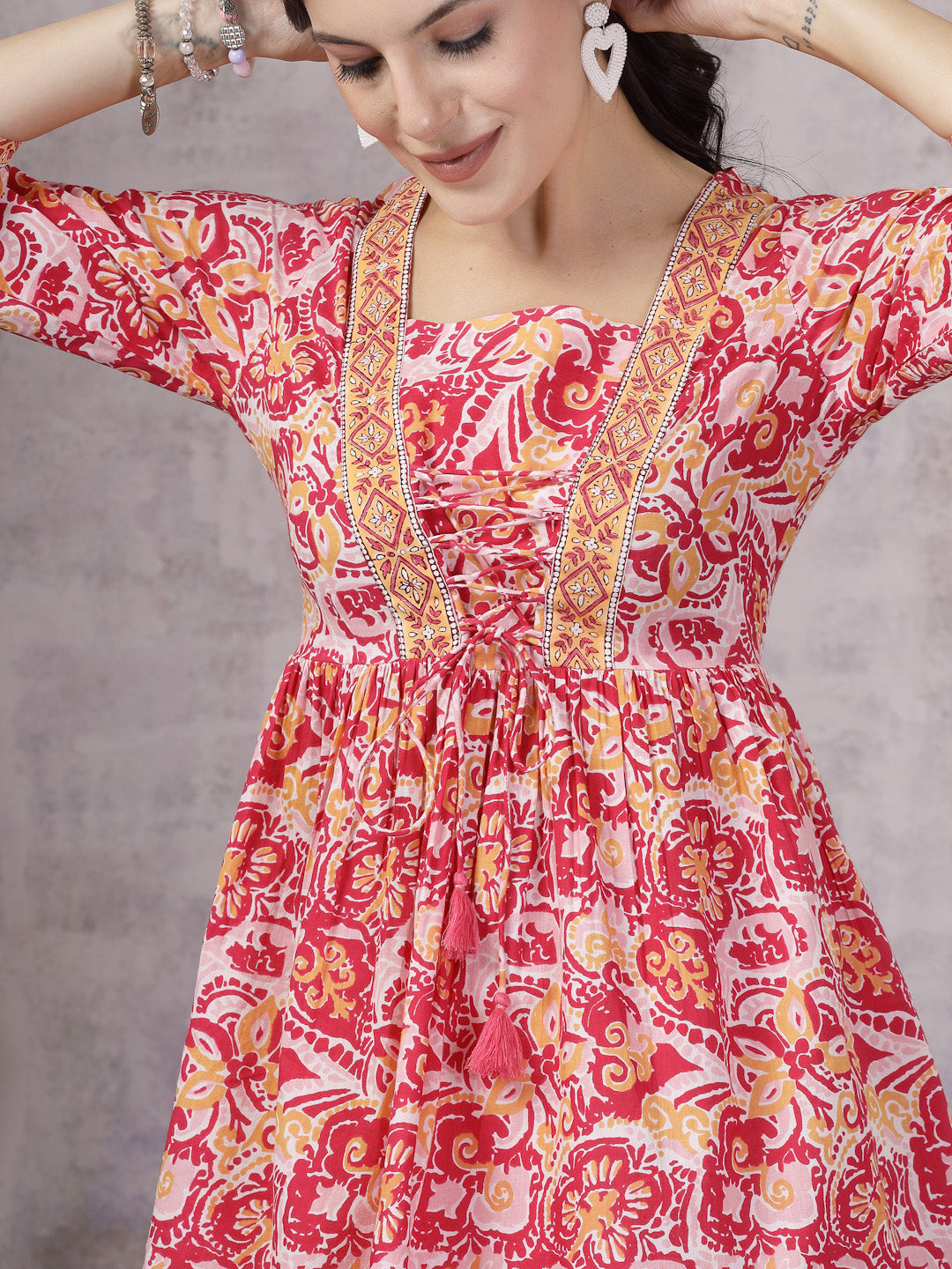 Floral Printed Cotton Peplum Top (Pre-Order)