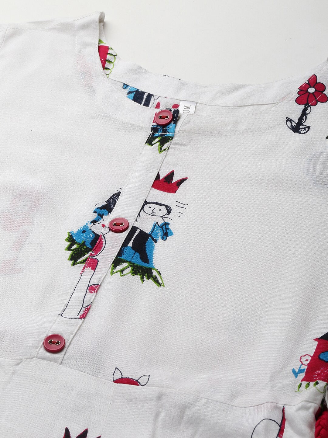 Animal Print Rayon Pleated Kurta (White) (Pre-Order)