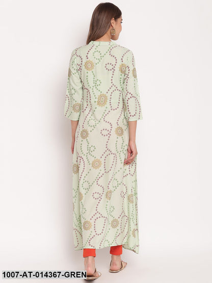 Printed Rayon A-Line Kurta (Pastel Green) (Pre-Order)