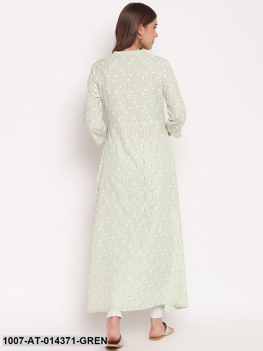 Floral Print Rayon A-Line Kurta (Pastel Green) (Pre-Order)