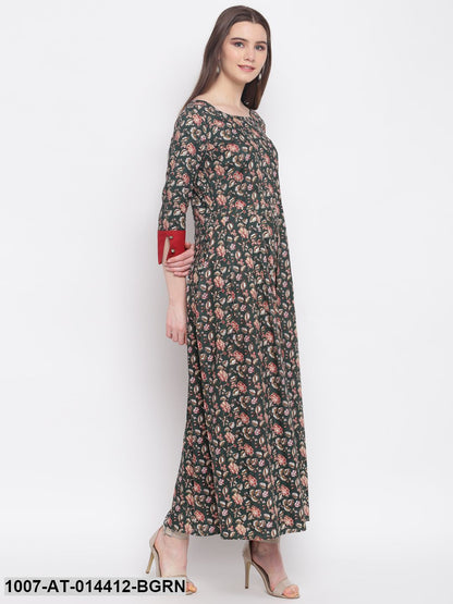 Kalamkari Print Rayon Kurta Dress (Green) (Pre-Order)