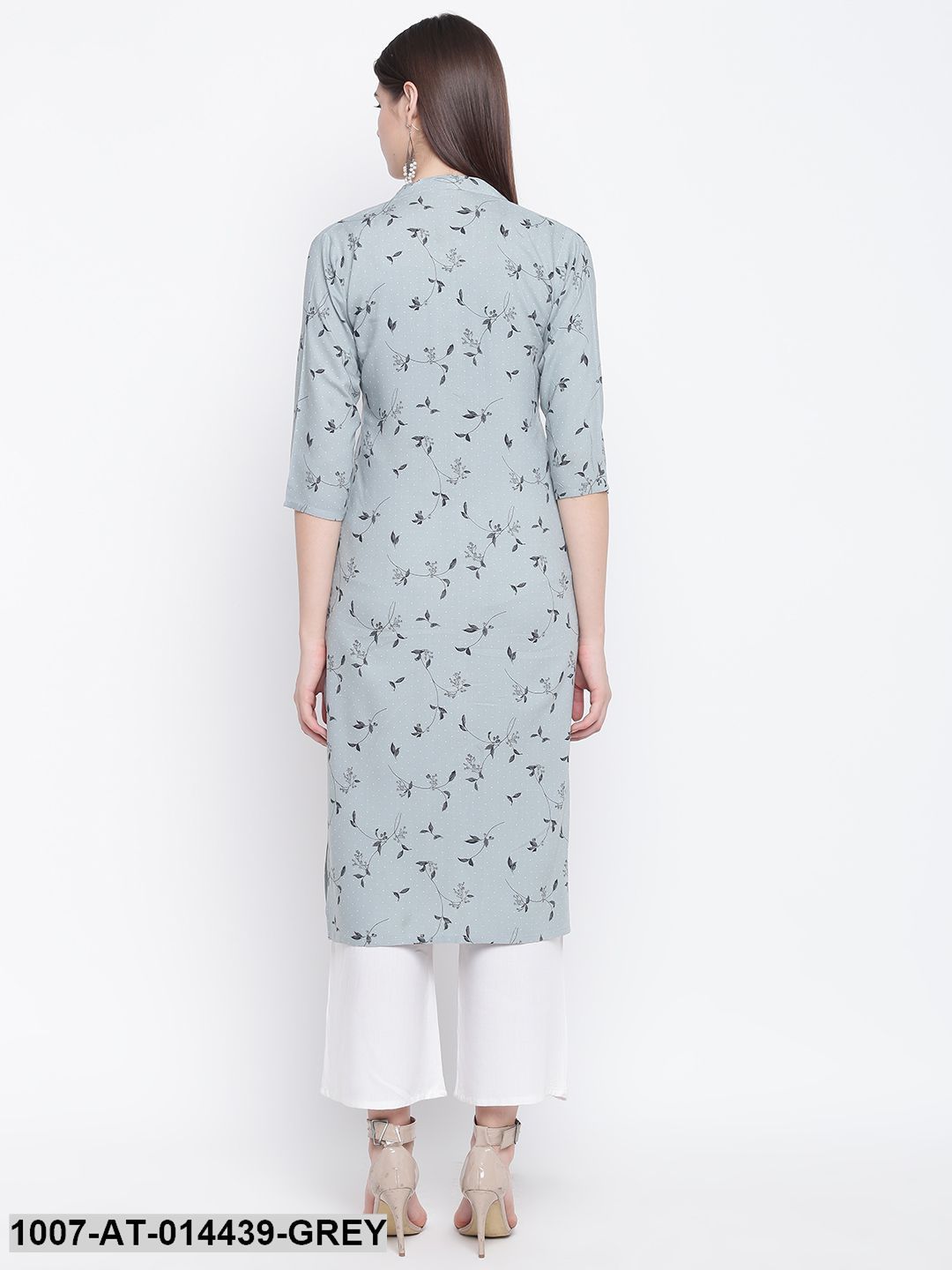Printed Cotton Straight Kurta (Grey) (Pre-Order)