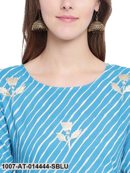 Leheriya Print Cotton Straight Kurta (Sky Blue) (Pre-Order)