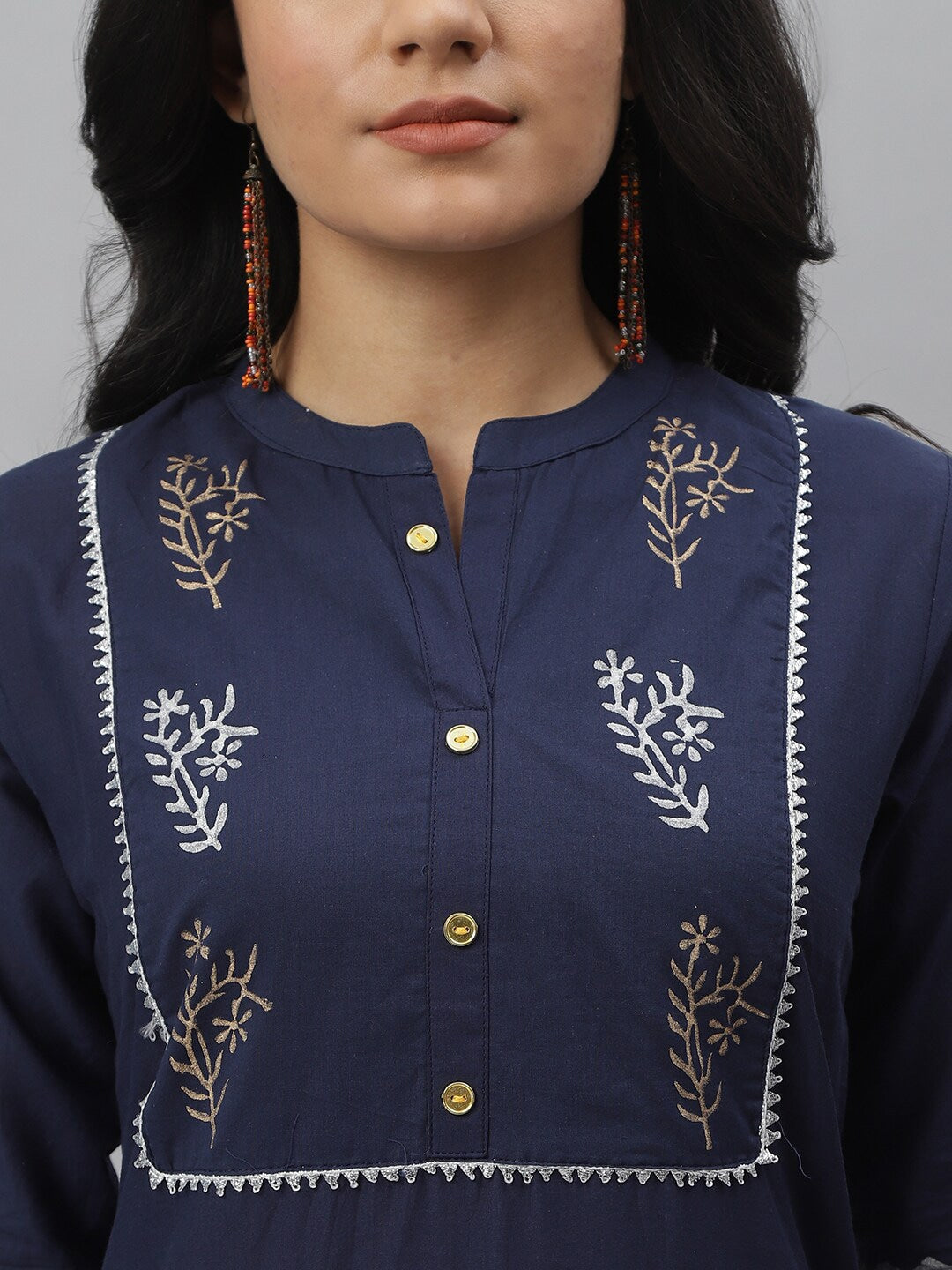 Hand Block Print Cotton Straight Kurta (Navy Blue) (Pre-Order)