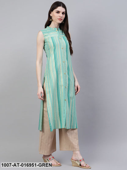 Striped Cotton Straight Kurta (Grey) (Pre-Order)