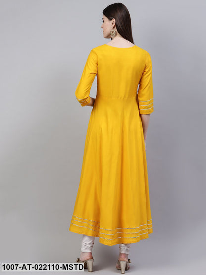 Women's Embellished Rayon Flared Kurta (Mustard) (Pre-Order)