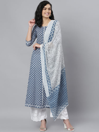 Printed Cotton Kurta with Dupatta (Pre-Order)