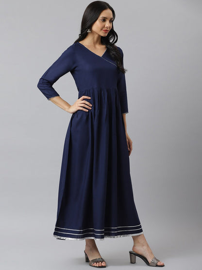 Solid Rayon Angrakha Kurta With Dupatta (Pre-Order)