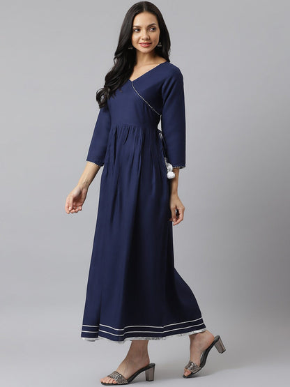 Solid Rayon Angrakha Kurta With Dupatta (Pre-Order)