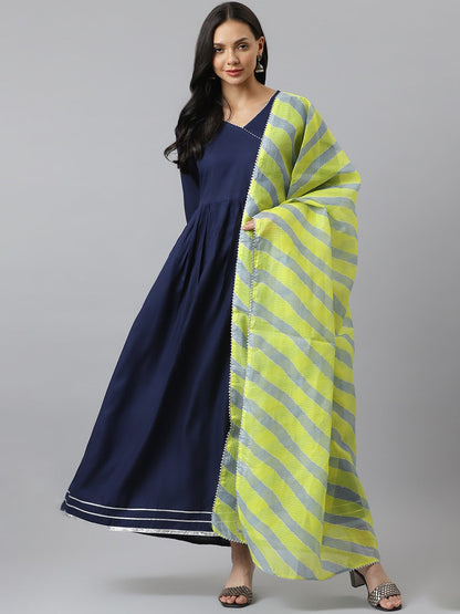 Solid Rayon Angrakha Kurta With Dupatta (Pre-Order)