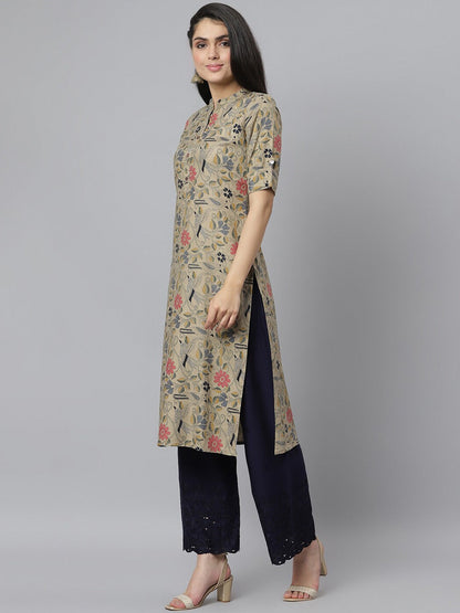 Women's Floral Printed Rayon A-Line Kurta (Pre-Order)