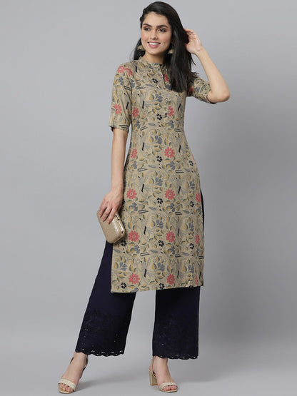 Women's Floral Printed Rayon A-Line Kurta (Pre-Order)