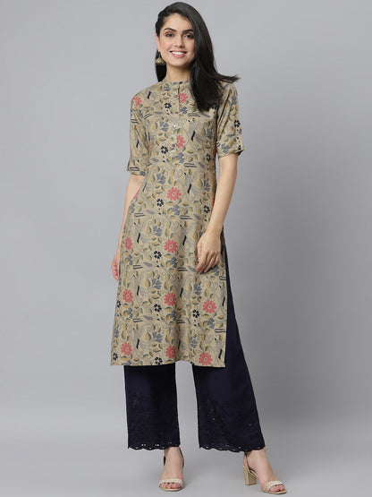 Women's Floral Printed Rayon A-Line Kurta (Pre-Order)