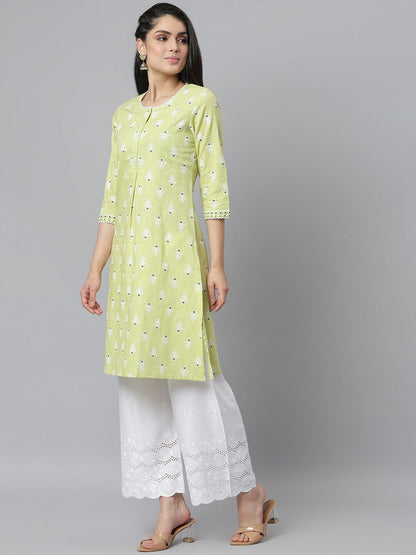 Women's Floral Printed Rayon Straight Kurta (Pre-Order)