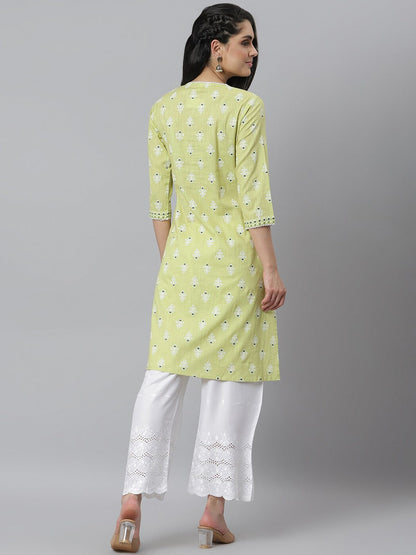 Women's Floral Printed Rayon Straight Kurta (Pre-Order)