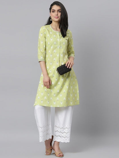 Women's Floral Printed Rayon Straight Kurta (Pre-Order)