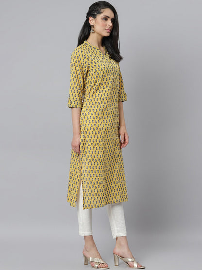 Women's Printed Cotton Slub Straight Kurta (Pre-Order)