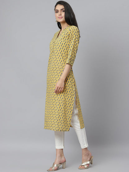 Women's Printed Cotton Slub Straight Kurta (Pre-Order)