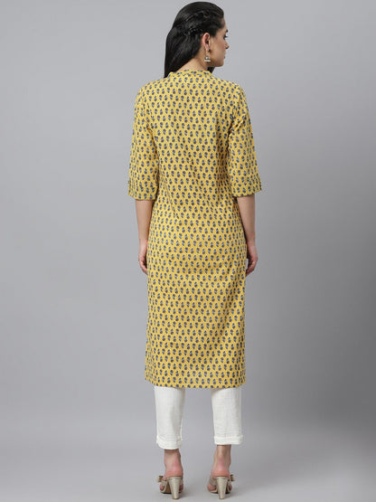 Women's Printed Cotton Slub Straight Kurta (Pre-Order)