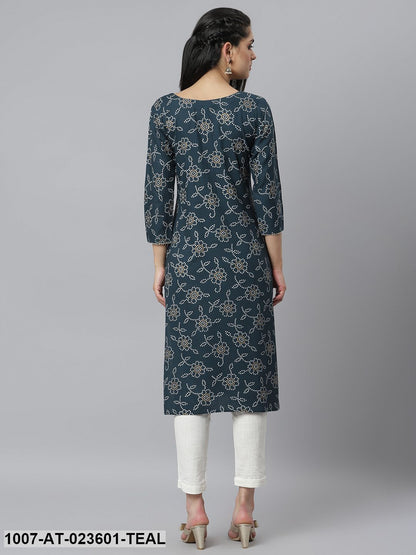 Women's Floral Printed Rayon Straight Kurta (Pre-Order)
