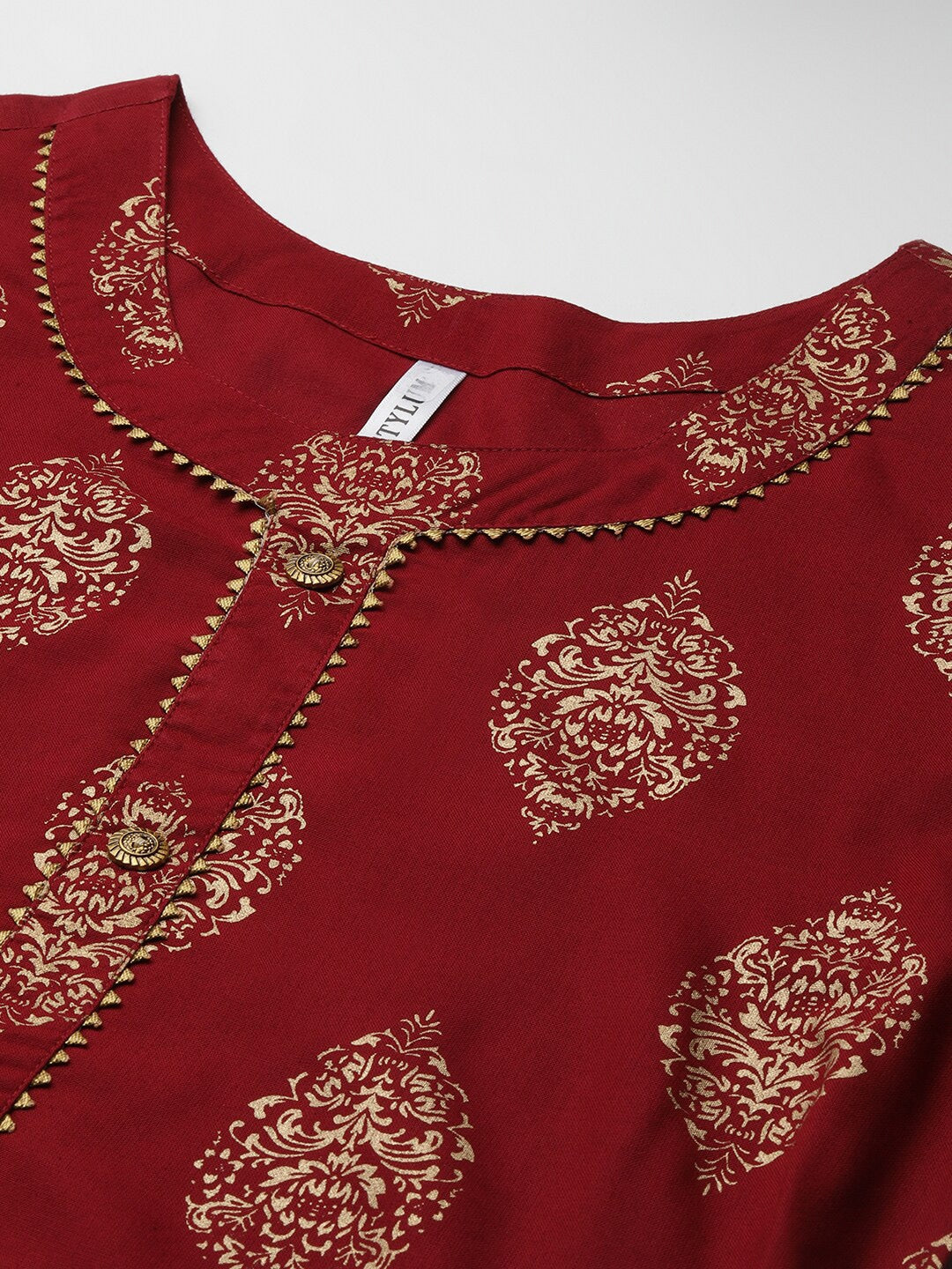 Women's Gold Printed Rayon Straight Kurta (Pre-Order)