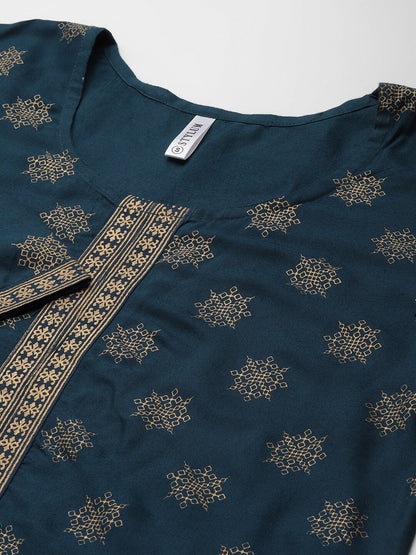Women's Gold Printed Rayon Straight Kurta (Pre-Order)