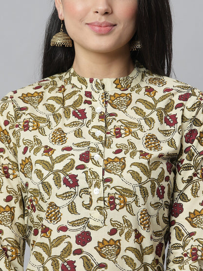 Women's Floral Printed Cotton Straight Kurta (Pre-Order)