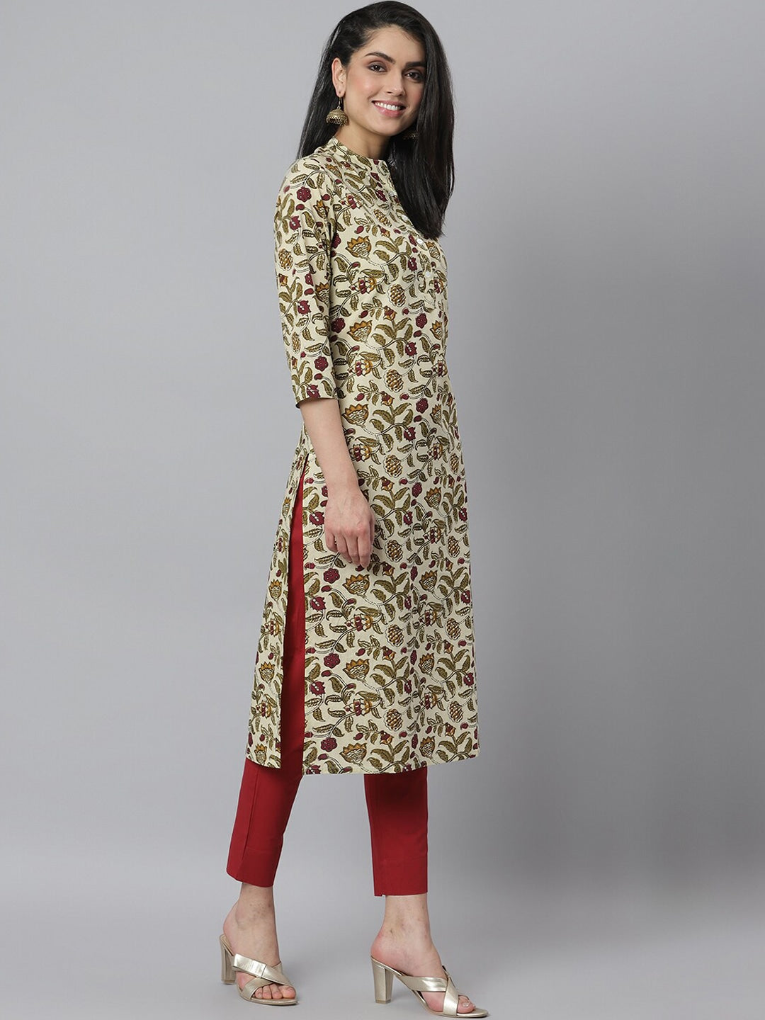 Women's Floral Printed Cotton Straight Kurta (Pre-Order)