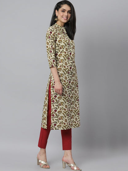 Women's Floral Printed Cotton Straight Kurta (Pre-Order)