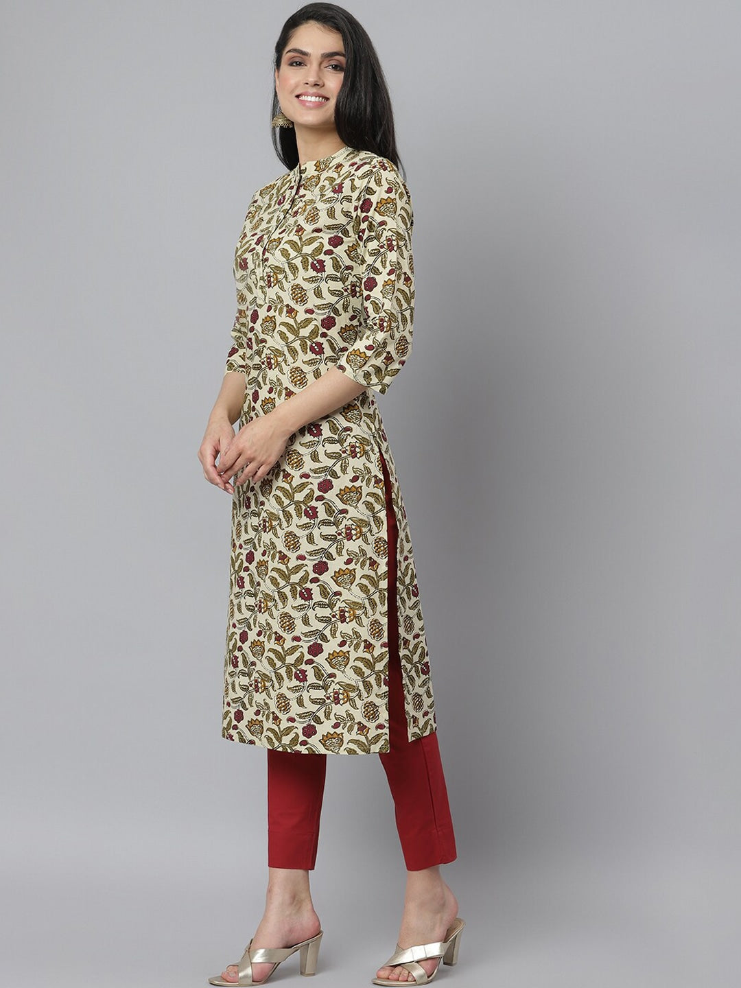 Women's Floral Printed Cotton Straight Kurta (Pre-Order)